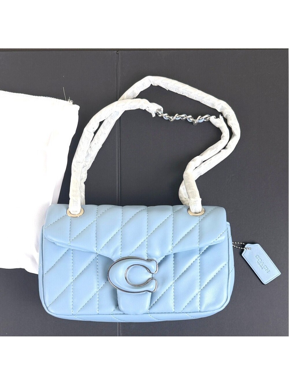 🐳 Coach Tabby 20 Shoulder Bag Grey Blue Silver Hardware